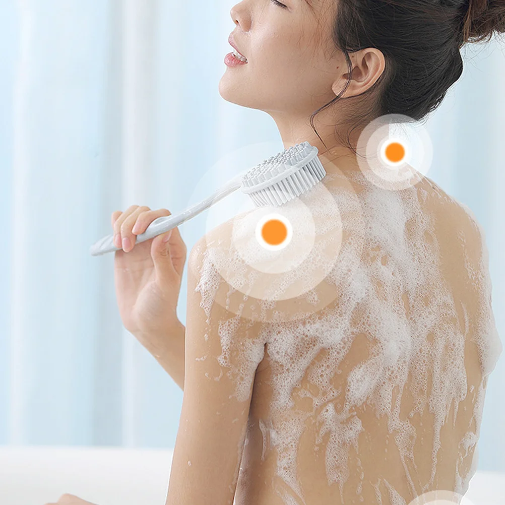 

1Pcs Shower Brush Silicone Long Handle Bath Body Scrubber for Back and Feet Cleaning Ergonomic Design with Hanging Hook Random