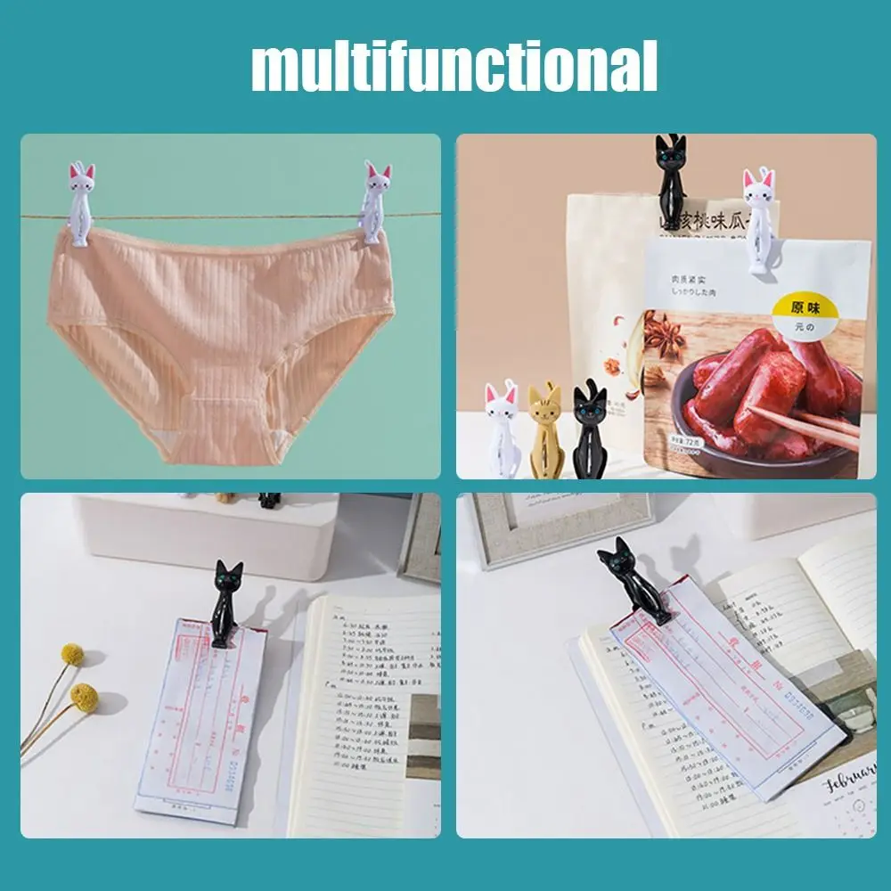 4Pcs High-quality Plastic Towel Clip Cute Cat Windproof Clip Sealing Clips Stationery Multi-function Bill Clip