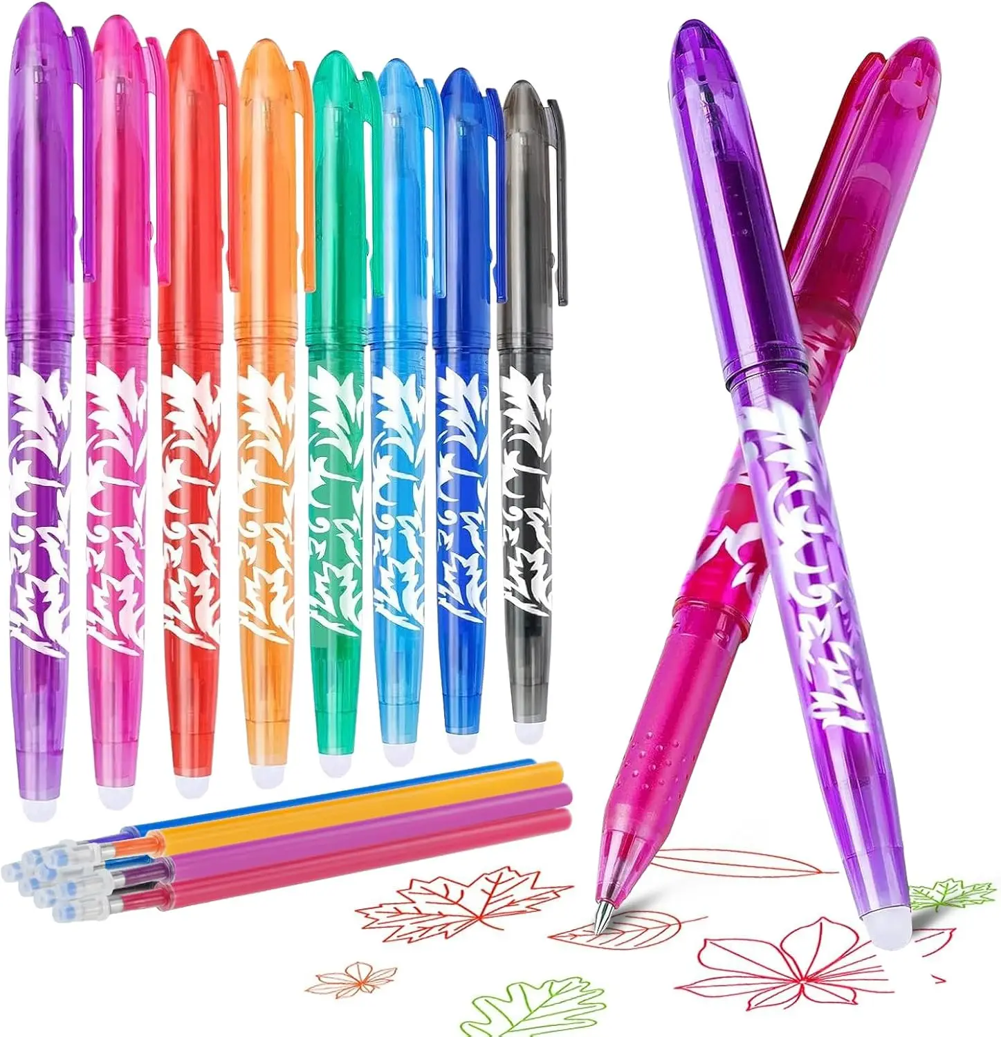 

12 Pcs Erasable Multicolor Gel Pens with Refills,0.5mm Fine Point Writing Supplies