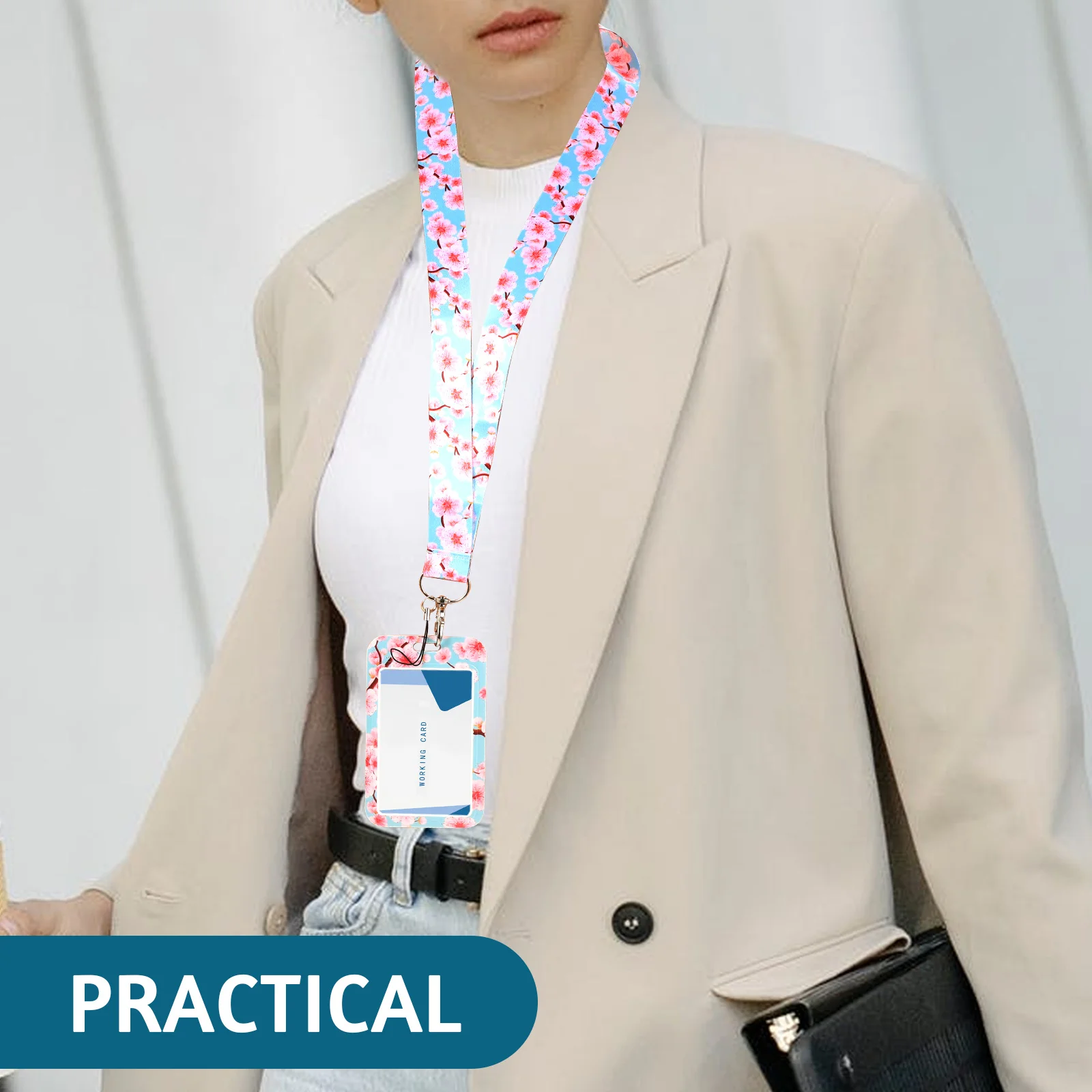 

Portable Card Holder Id Cards Business Student Transparent Plastic Cover Anti Scratch Waterproof Flower Pattern Long Use Door