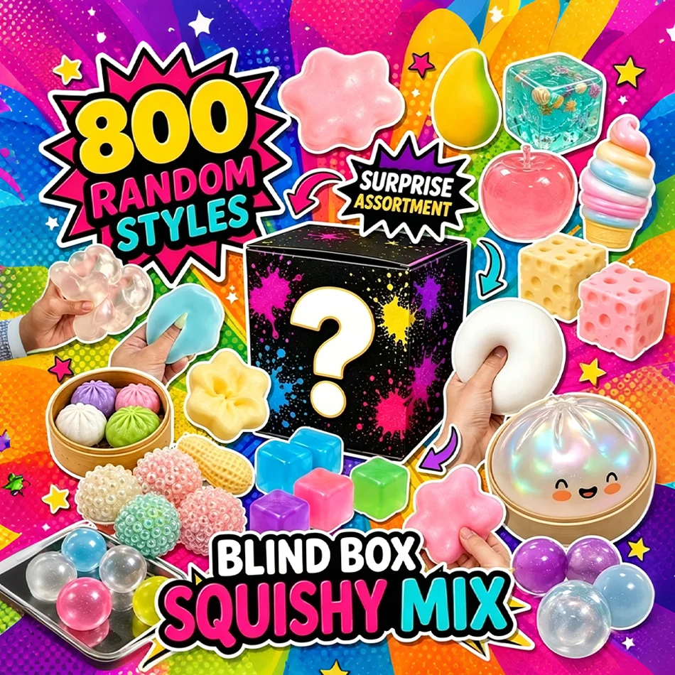 800+Pieces/Kinds Assorted Squishy Figures Blind Box Surprise Toys Slow Rising Soft Fidget Squeeze Stress Relief Toy Random 1pcs