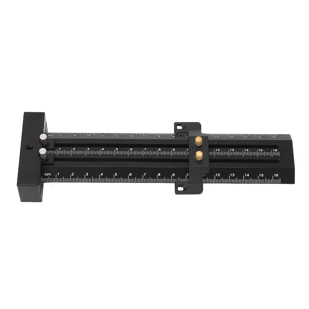 Aluminum Alloy T Square Ruler Double Needle 16cm Length Woodworking Scriber Fine Tuning Black Color Double Line Ruler