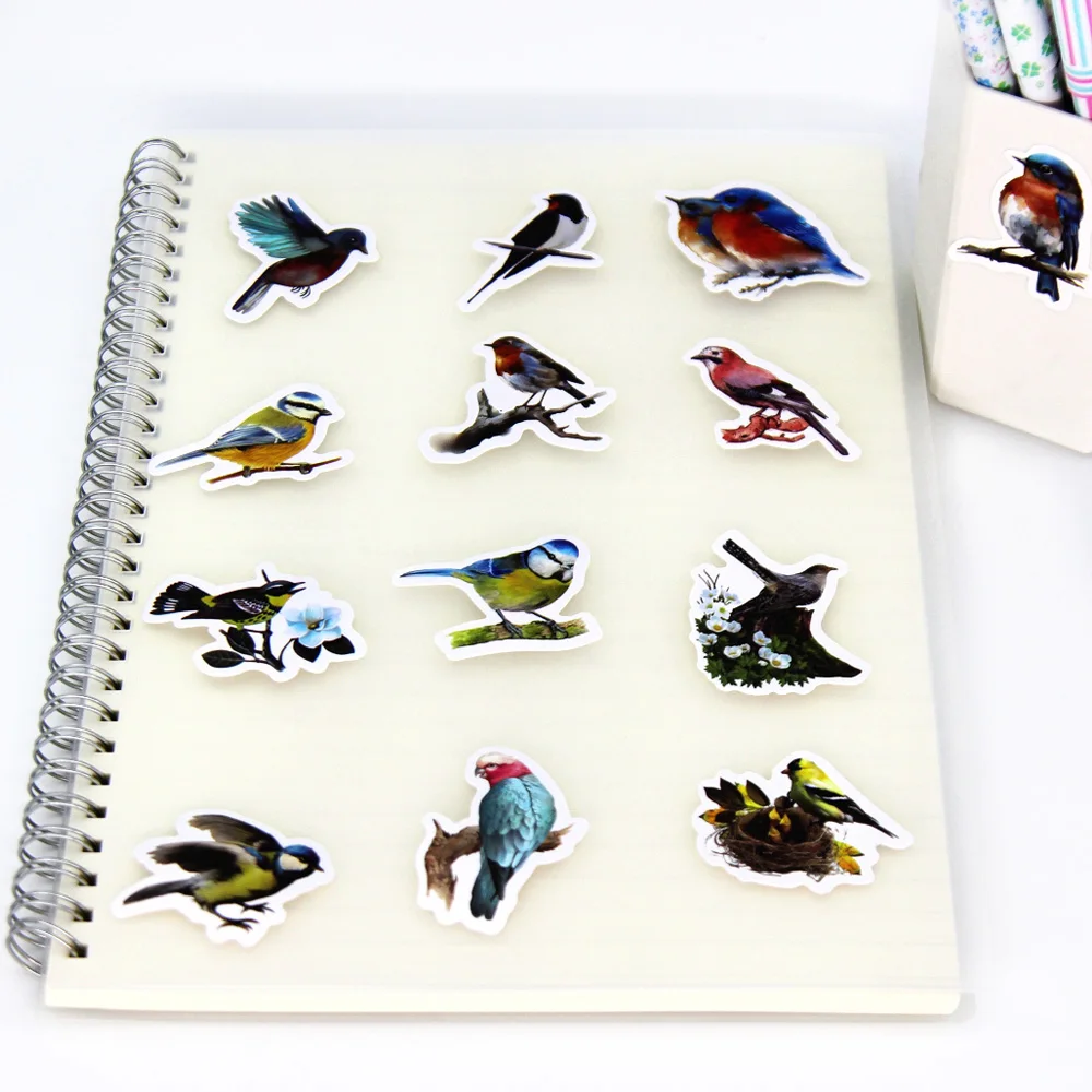 Cute Stickers Pack Kawaii Birds Aesthetic Stationery Supplies Lot Office School Teacher Scrapbooking Supplies Korean Paper Txt