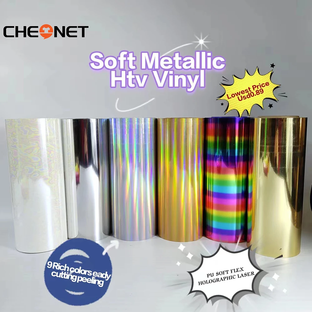 30x102cm Soft Metallic Heat Transfer Vinyl Iron On For Clothes HTV Shirt High Elastic Decor Film Easy To Cut