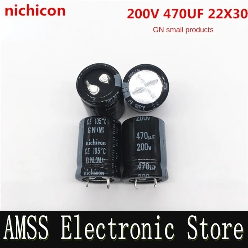 AMSS （1PCS）200V470UF 22X30 nichicon electrolytic capacitor 470UF 200V 22*30 GN 105 degree genuine.