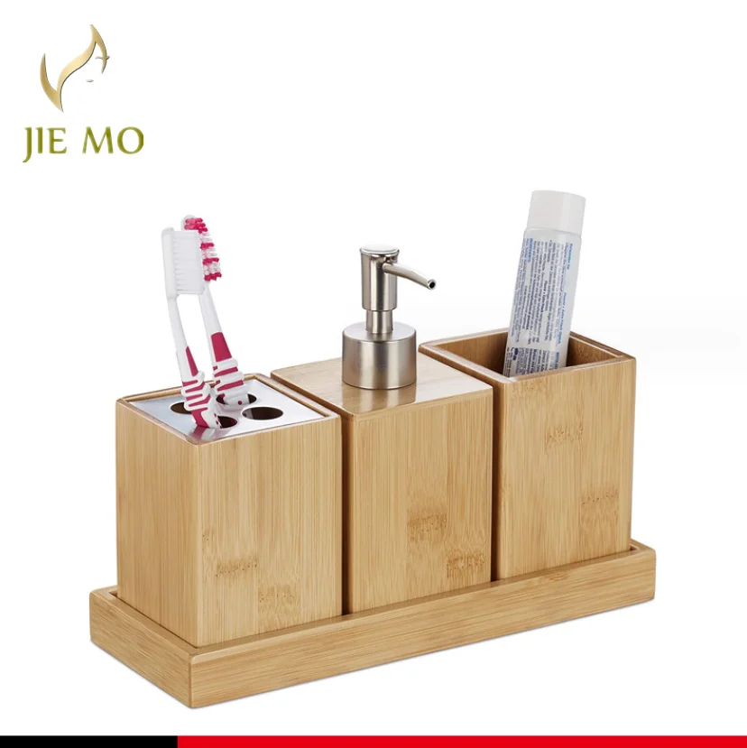 Bathroom wooden bamboo bath storage box soap dispenser Hotel toiletries set Bathroom set