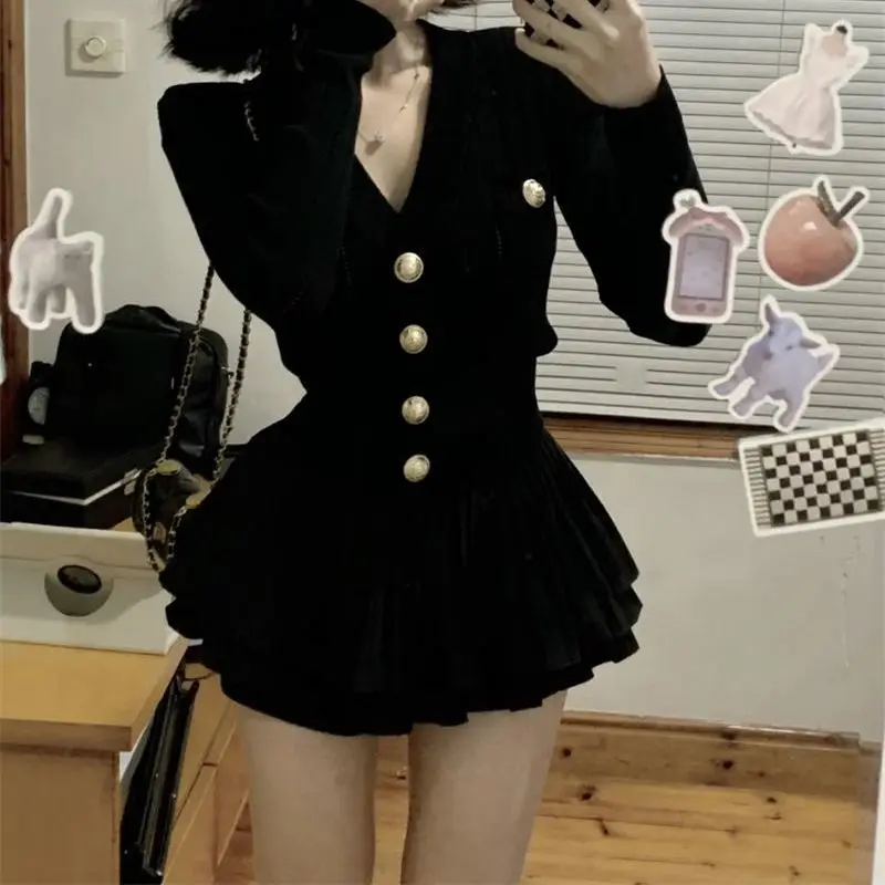 Women's Spring and Summer Korean-Style Fashion Casual Sexy Knitted Dress 2-Piece Office Suit