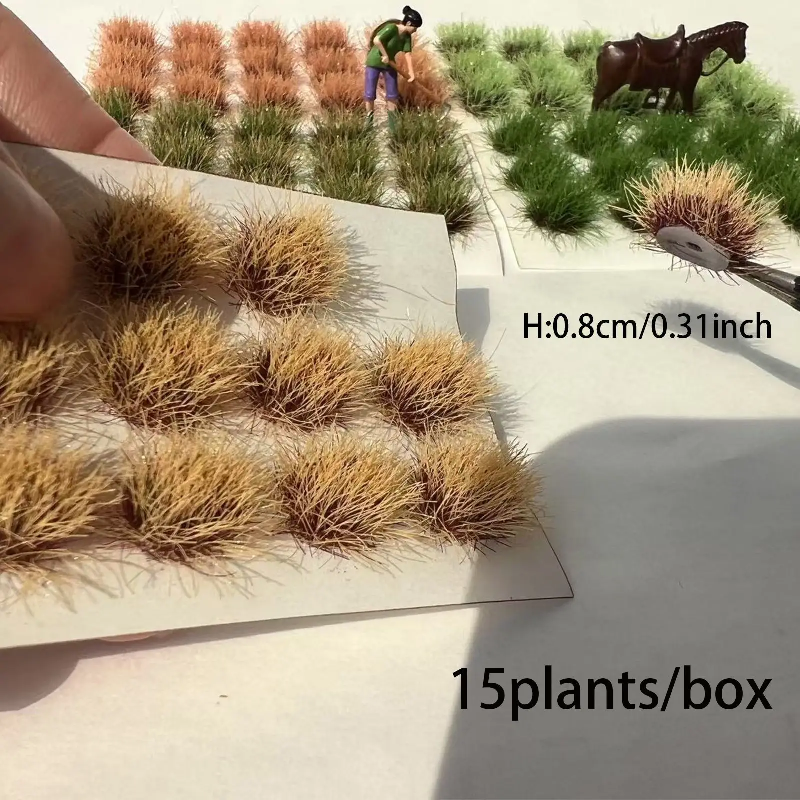 15pcs/box Height 10mm Static Grass Cluster Model Military Scene Railway Train Layout Architecture Building Materials for Diorama