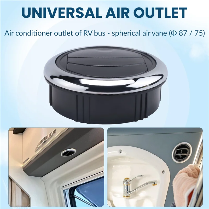 A22E-Knob Style 75MM A/C Air Conditioning Outlet Vent (Φ 87 / 75/22Mm) For RV Bus Car Boat