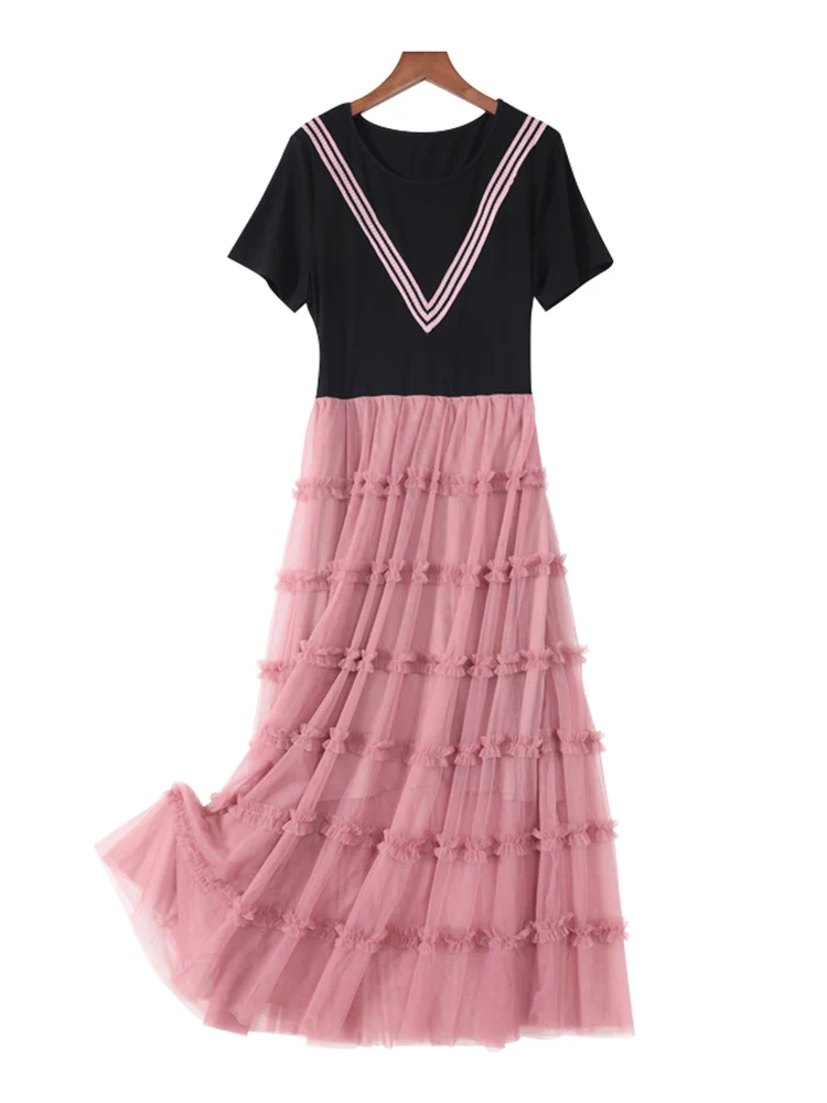 Jupe gâteau longueur genou Dr grande taille femme été Faion Fairy T Me Dr coréen Sle rond Ne taille haute a-ligne...