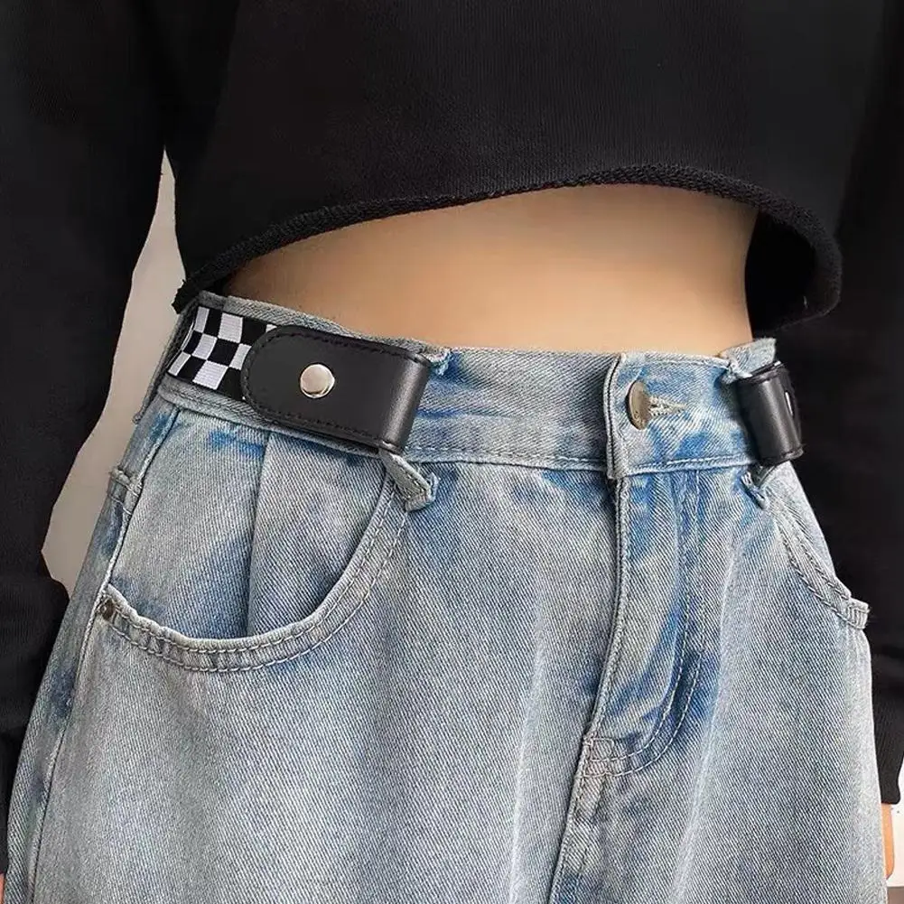 حزام خصر مرن غير مرئي حزام خالي من الإبزيم للجينز حزام خصر من جلد البولي يوريثان حزام خصر مريح قابل للتعديل