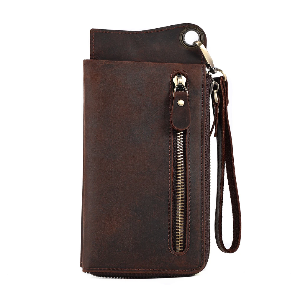 JOYIR portafoglio lungo in vera pelle con blocco RFID portafogli Bifold Vintage per uomo porta carte frizione borsa per telefono uomo nuovo