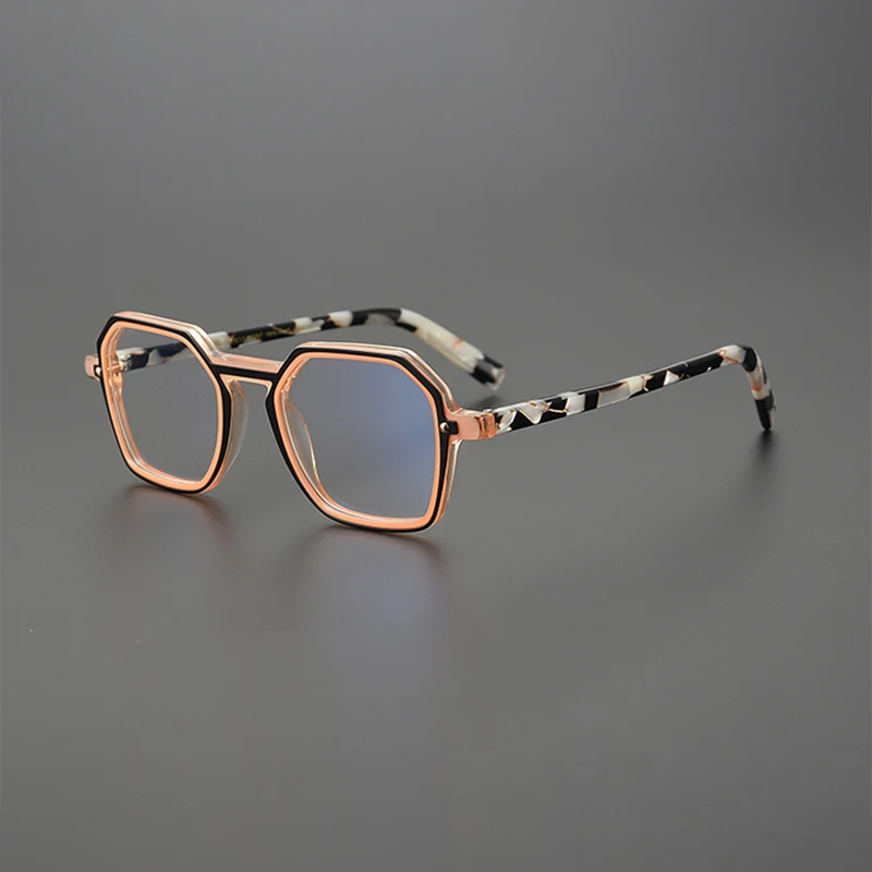 Titanium alkyd irregular glasses frame Men Women Personality Pink optical glasses frame Luxury brand makes prescription glasses