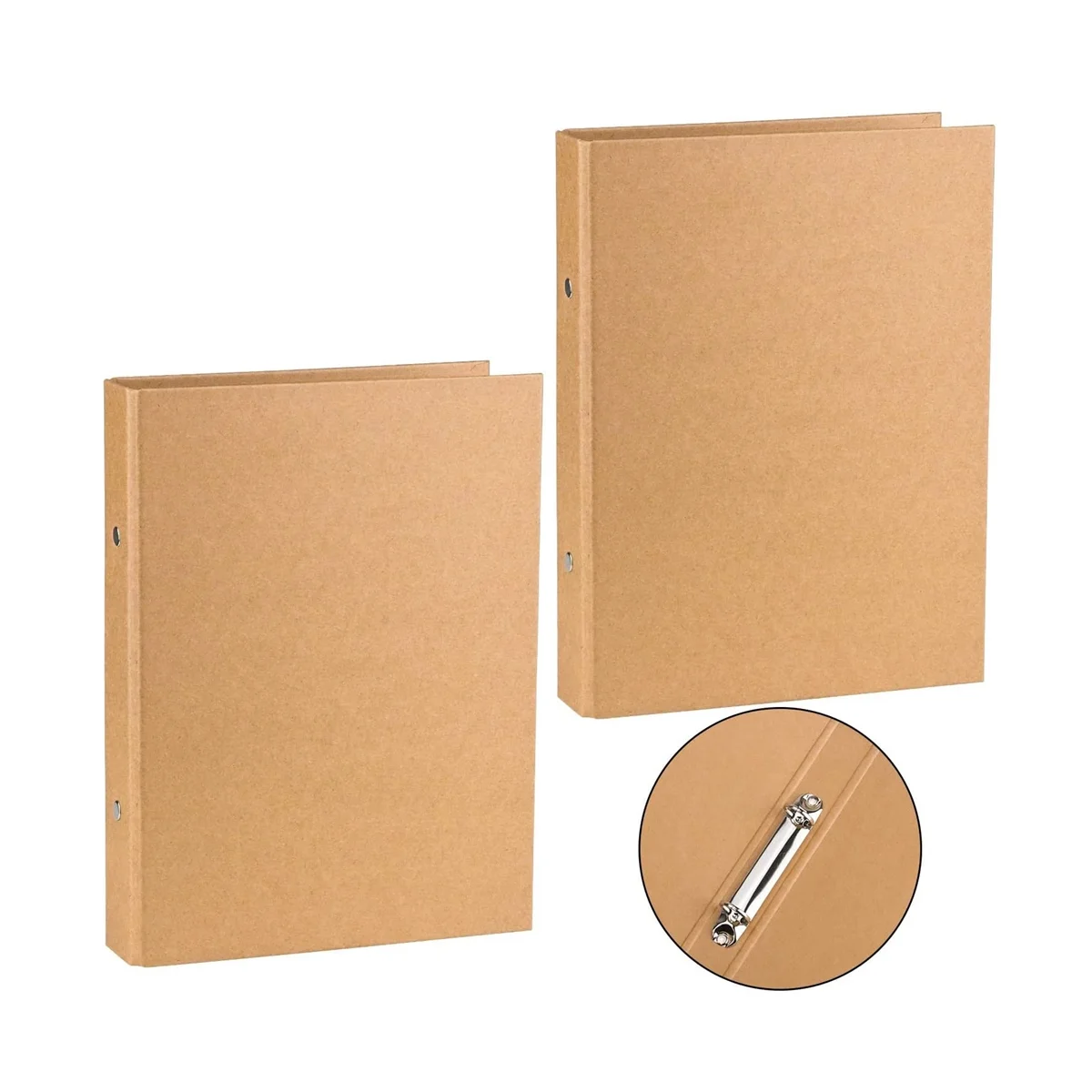 2Pcs A5 Refillable Ring Binder,A5 Kraft Paper Binder Tray with 2 Rings To Add Loose Sheets,A5 Kraft Paper Folders