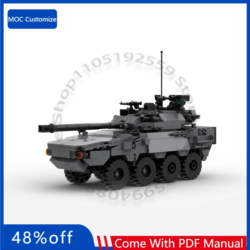 

898 деталей, серия War, танк Vextra 105 (легкий танк, бронированная разведывательная машина), MOC, модульный конструктор, игрушка для самостоятельной сборки, подарок на праздник