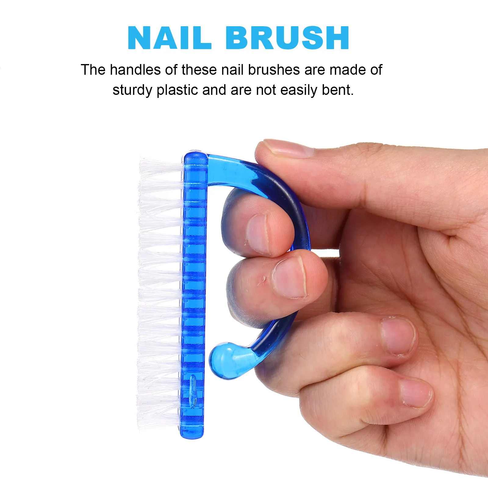 6Pcs Nail Dust Brush Handle Grip Nail Cleaner Fingernail Scrubber Manicure Tool for Home Travel Kitchen Bathroom