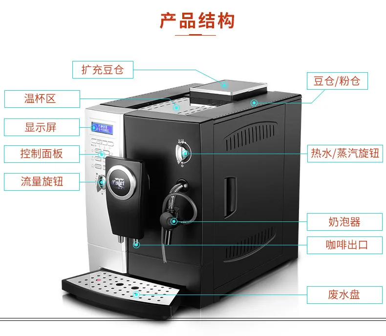 CLT-Q003 Кофемашина Бытовая автоматическая соевая мука Интегрированная мельница для зерен Молочная пена Коммерческий итальянский стиль