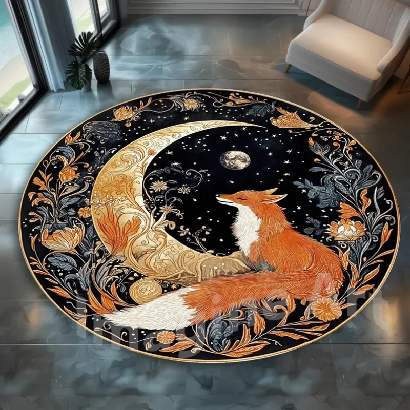 Cute Sleeping Orange Cat Berry Round Rug Pet Friendly Non Slip Soft Carpet Bedroom Home Floor Decoration