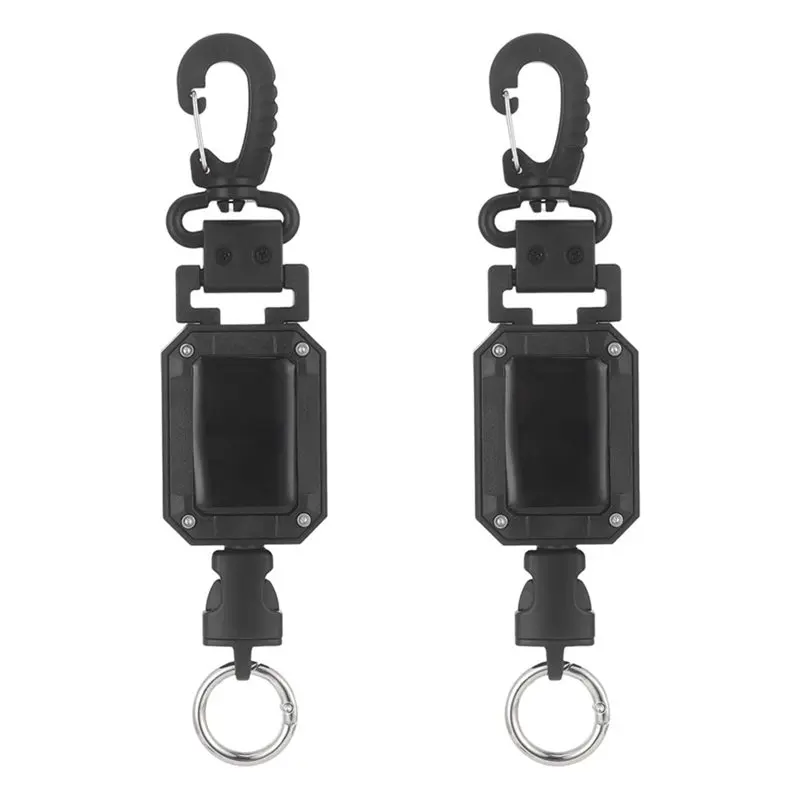 A97I-CB Mic Holder Retractable, 2 Pcs Extendable Radio Mic Reel Hanger Featuring Carabiner Clip& D-Ring For Truck Car For CB Rad