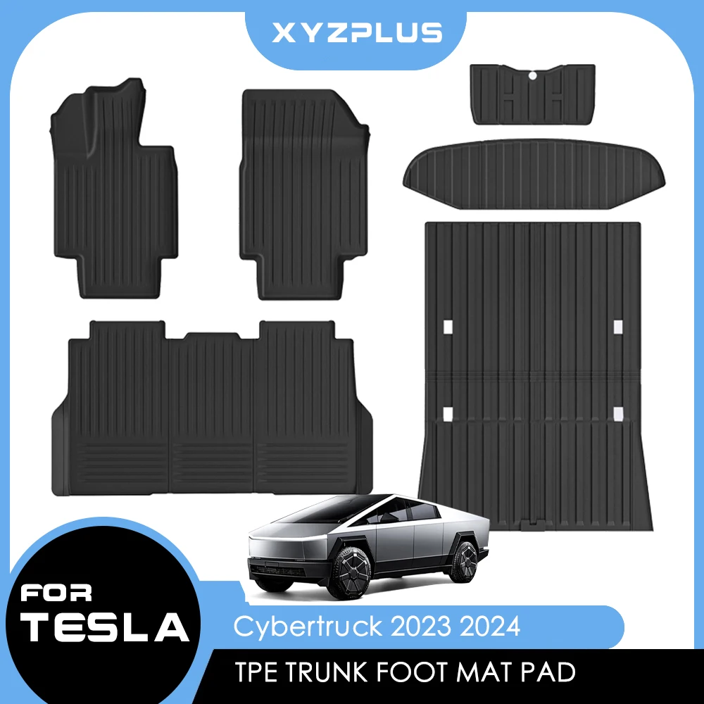 

Floor Mats For Tesla Cybertruck 2023 2024 2025 Custom Fit All Weather TPE Cargo Liner Cargo Trunk Mat Pad Kit Set Accessories