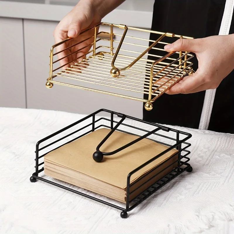 1pc Creative Square Tissue Box Holder |Open-Top Design | Durable Kitchen & Dining Decor Accessory
