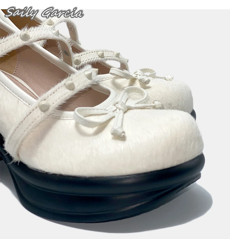 Retro Sheepskin Crystal Butterfly Knot Shallow Leather Pumps 2024 Buckle Strap Wedges Casual Shoes Mary Jane Silk Luxury Shoes