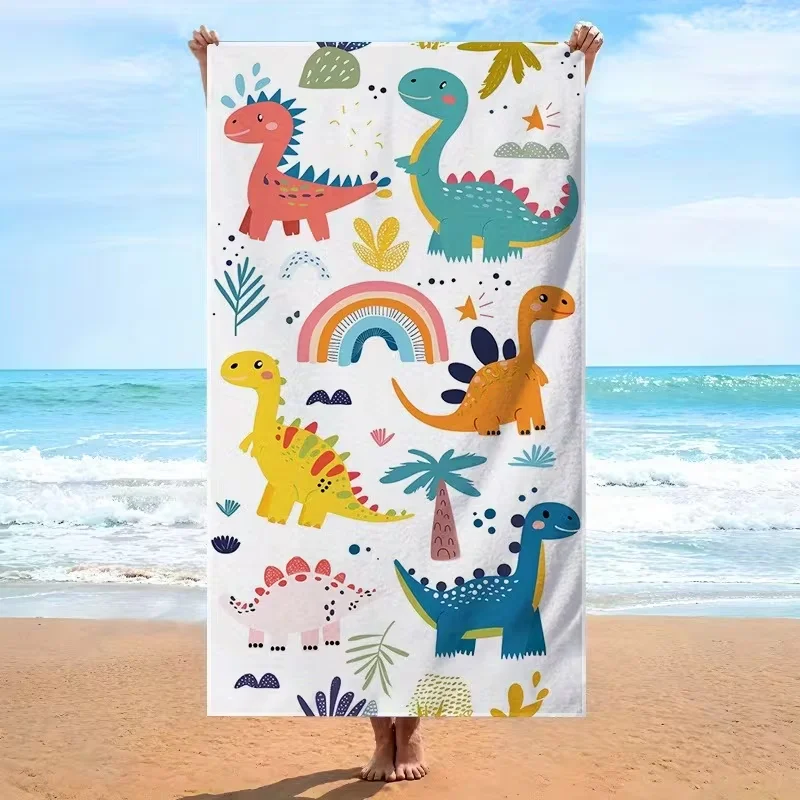 Vibrant Red Crab Wave Beach Towel Cartoon Marine Starfish Shell Print Sandproof Absorbent Towel Beach Vacation Summer Towel