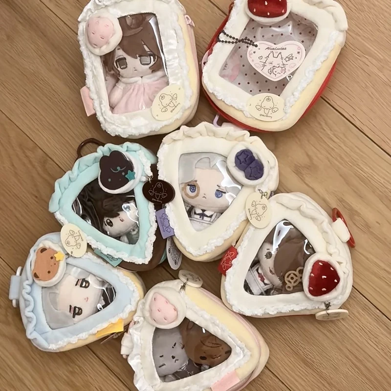 Creative Strawberry Cake Shaped Plush Coin Purse Transparent Window Display Portable Zipper Storage Bag Women Cute Bag Pendant