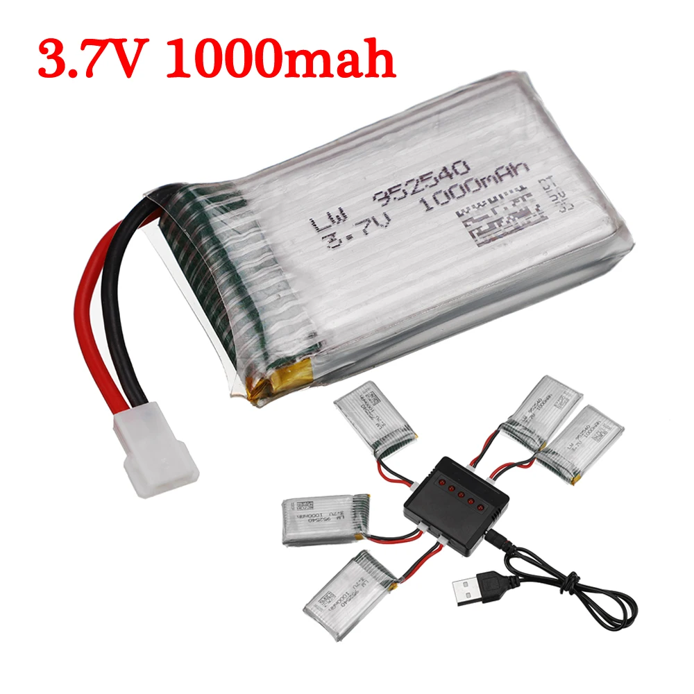 3.7V 1000mAh 902540 Lipo Battery + Charger for Syma X5 X5C X5SC X5SW TK M68 MJX X705C SG600 KY601 RC Quadcopter Drone Spare Part