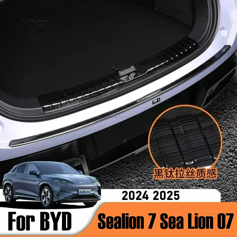 

For BYD Sealion 7 Sea Lion 07 2024 2025 Stainless Black Car Rear Trunk Protector Plate Anti Hit/Dust Sill Decoration Cover