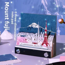 Fuji Mountain Model 3D Memo Pad Sticky Note Book Paper Carving Laser Hollow Sticky Note Paper Creative Gifts Souvenir