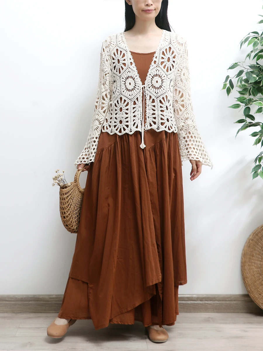 TIYIHAILEY Free Shipping Knitting Short Outerwear Flare Full Sleeve Cardigan Hollow Out Spring Ladies Summer Sweater