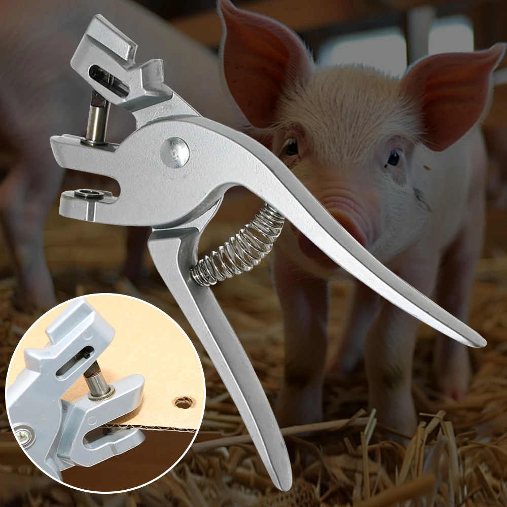 Pig Ear Tag Plier Stainless Steel Ear Canal Pliers Livestock Ear Tag Plier for Livestock Pigs Sheep Goats Cattles Cows