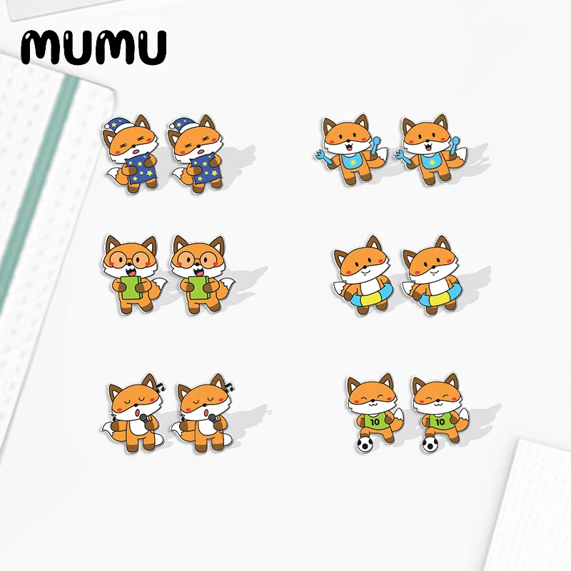 2022 New Baby Fox Acrylic Stud Earring Lovely Animal Earrings Resin Epoxy Jewelry Gifts Friend