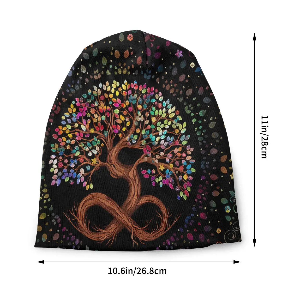 Colorful Leaves Outdoor Beanie Caps Viking Tree of Life Yggdrasil Infinity Spiral Skullies Beanies Ski Caps Thin Bonnet Hats