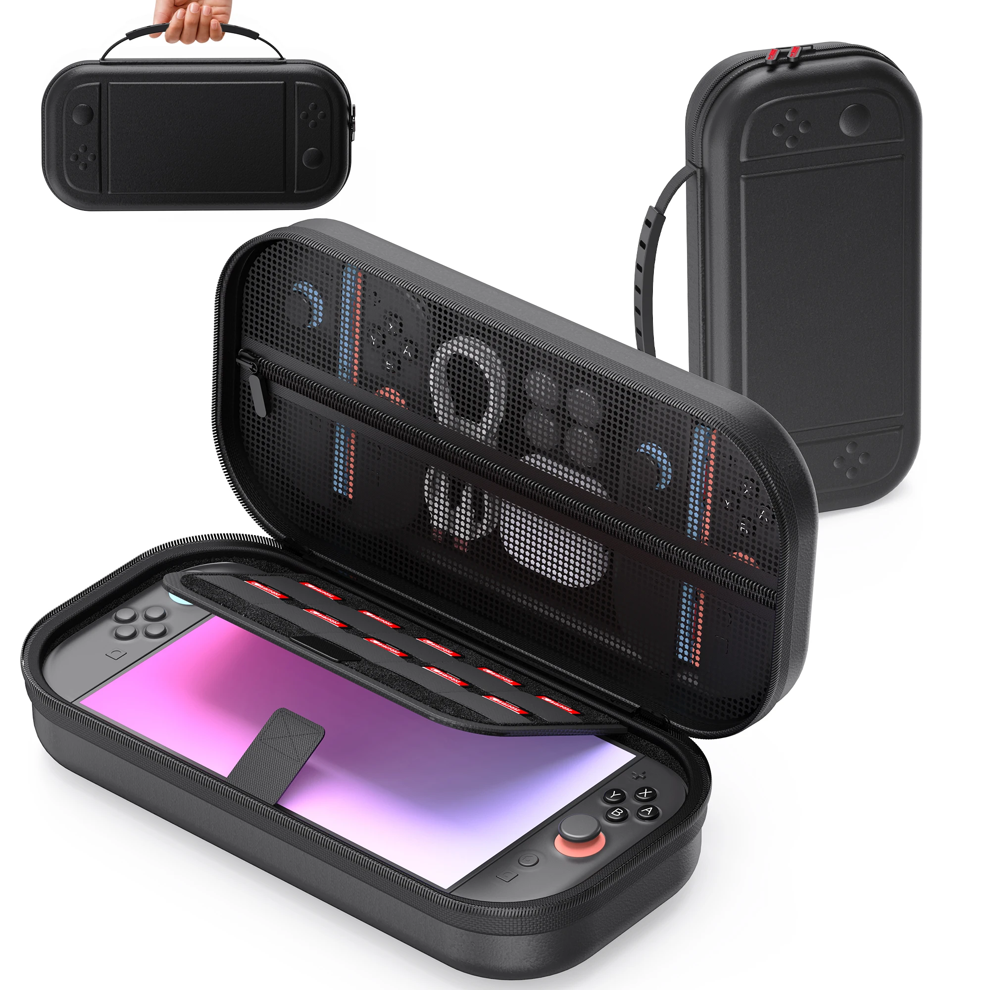 

Вместительный чехол для Nintendo Switch 2, портативный жесткий дорожный кейс из полиуретана с карманами для аксессуаров и игровых карт