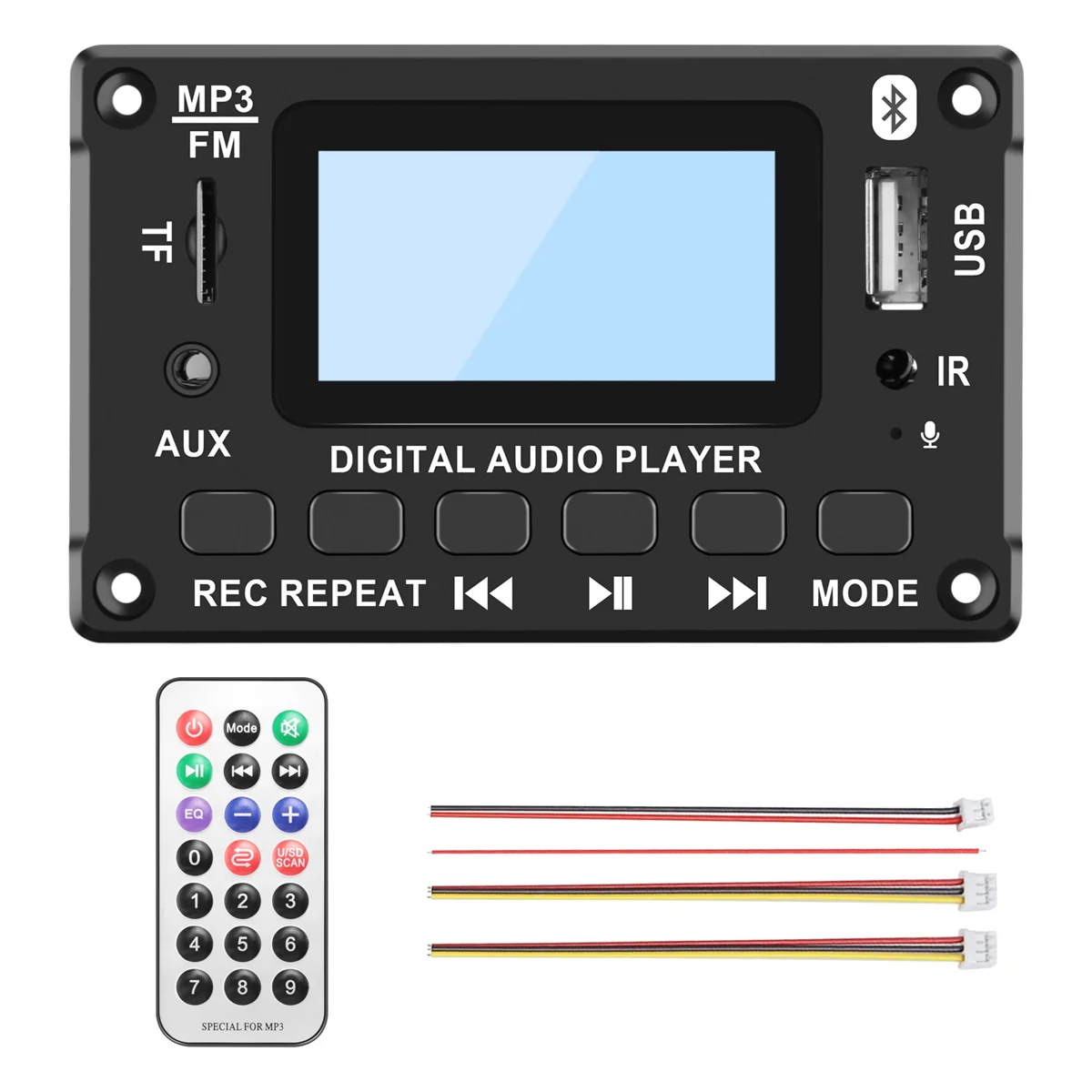 Car Bluetooth MP3 Decoder Board LCD Display MP3 Audio Module Speaker Support FM Radio AUX USB Decoding MP3