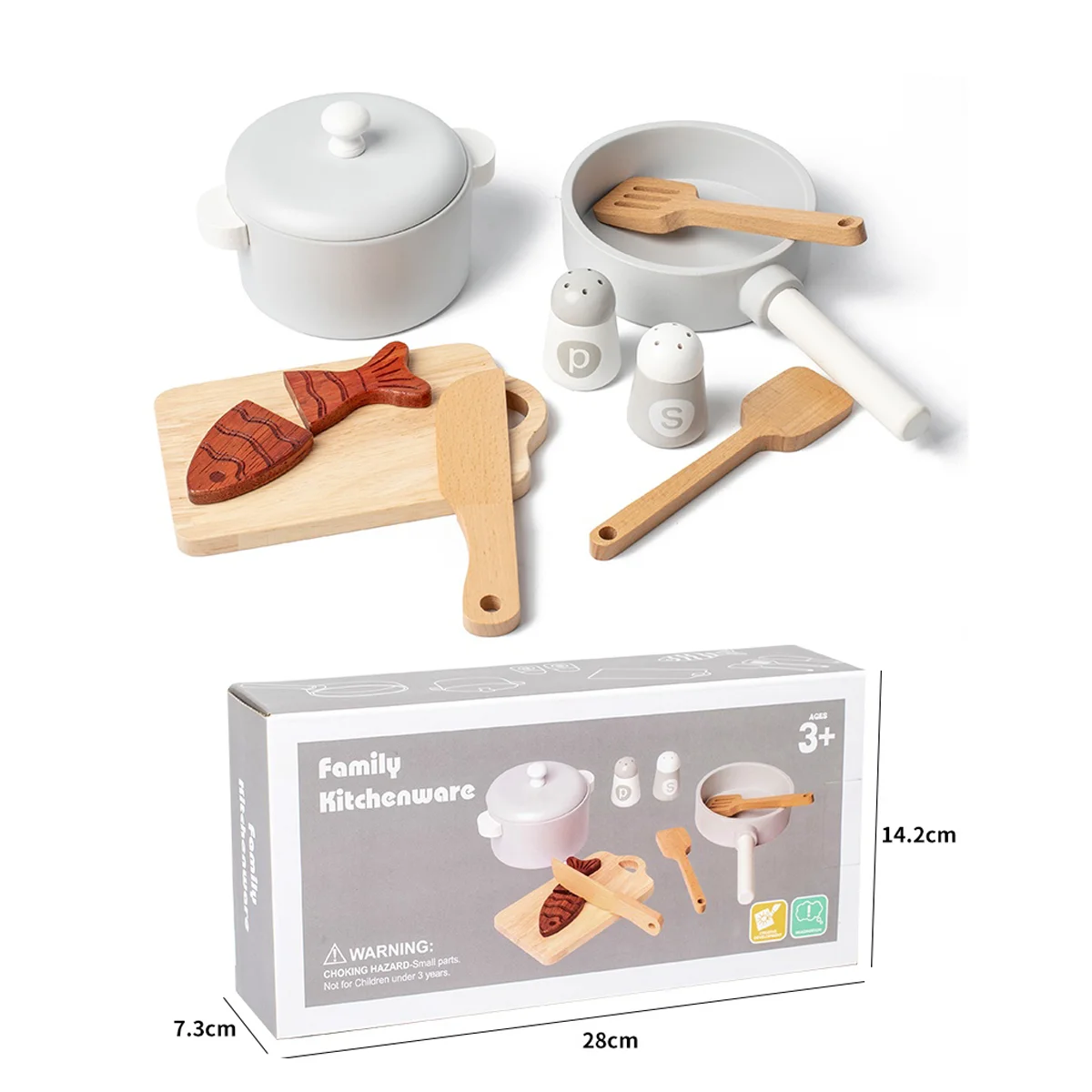 Juguetes de cocina de simulación para niños, Juguetes Educativos de Educación Temprana, ollas y sartenes de simulación de madera, comida, juego de rol para chef