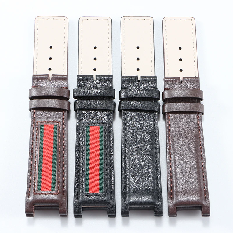 22*14MM 20*12mm notched leather strap for GC wristband YA1332 1333 1335 MK 2277 2425 5896 5354 bracelet accessories