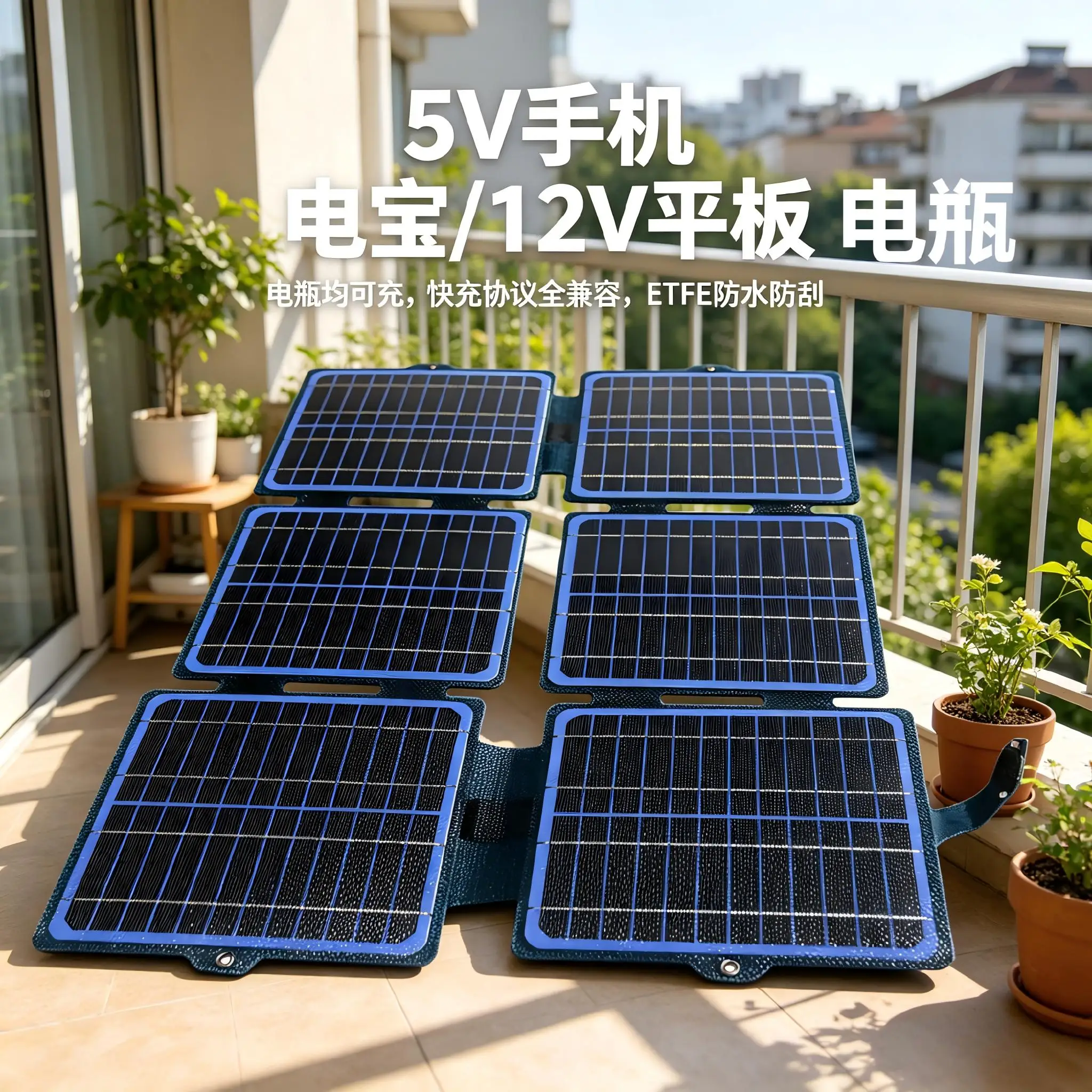 100W 5V/12V Fodable Solar Charger ETFE Solar Panel Charger USB-A USB-C  DC Ouput For Mobile Phone Charger Portable Fast Charging