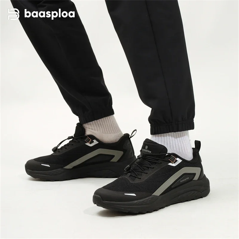 

Baasploa Men Hiking Shoes New Fashion Non-slip Outdoor Sneakers Male Comfort Mesh Breathable Sneakers Climbing Wear-resistant