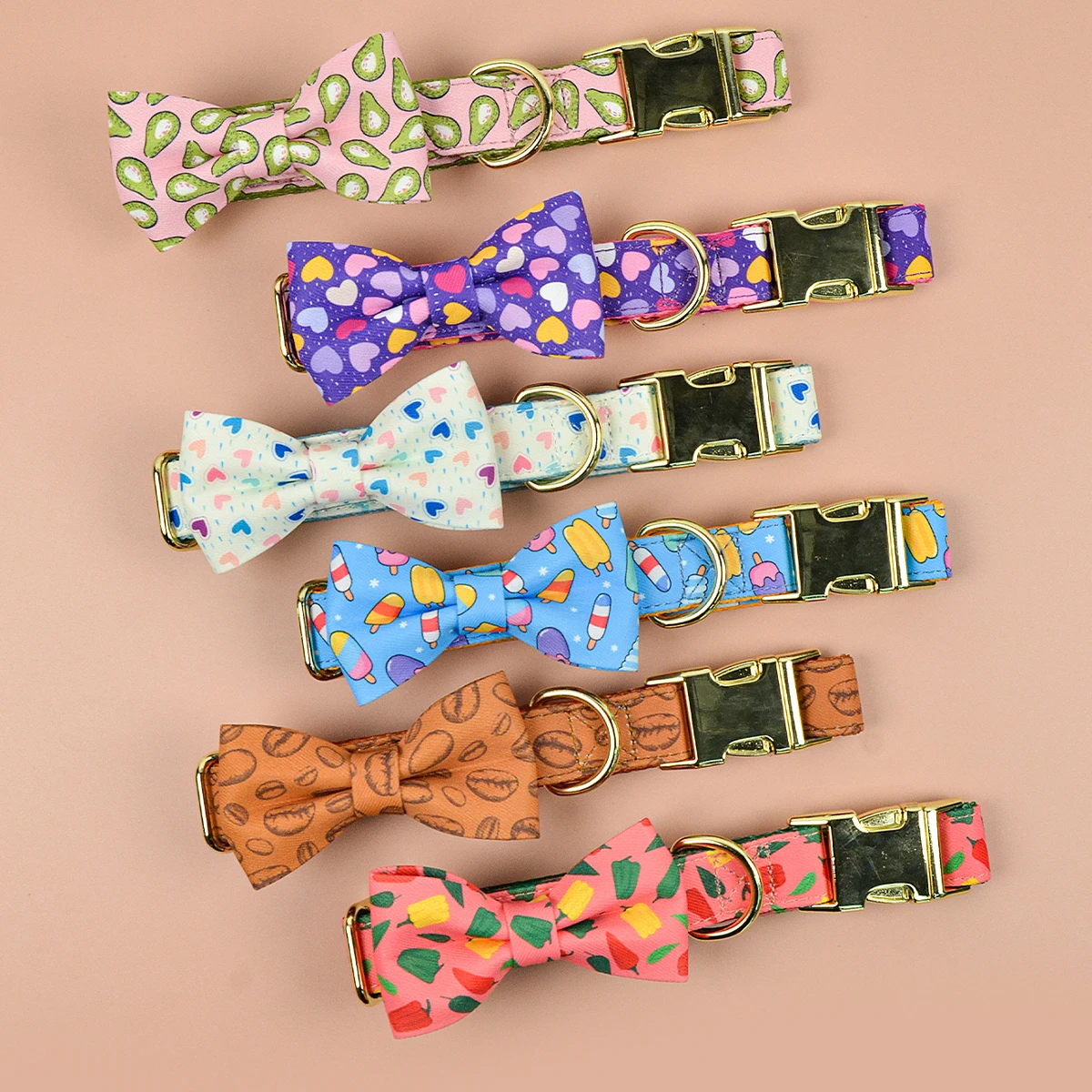 1 Pcs Thanksgiving Christmas Gifts High Quality Cute Pet Collar With Bow Tie Double Side Printed Necklace Pet Adjustable Collar