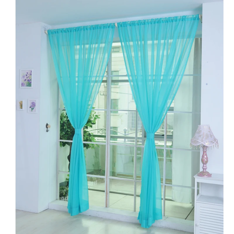 Panneau de tulle coloré pour porte à battants, rideaux transparents Tyys, écharpe de synchronisation, ombrage, décor de salon, 2m x 1m