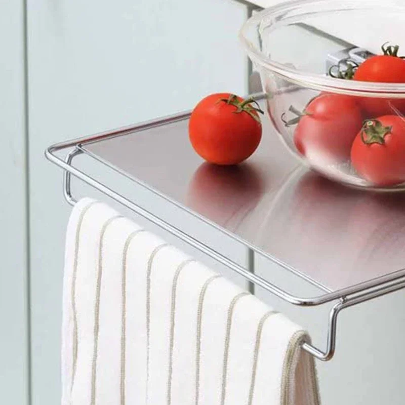 YOSHIKAWA Foldable Shelf - Stainless Steel Tabletop Storage, Japanese Imported Towel Rack, Kitchen Organizer, Bathroom Shelf 