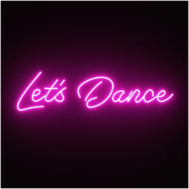 LED Neon Sign of Lets Dance, Birthday Celebrate Party, Bar Neon Signs Decoração, Shop Club e Pub Arte Estética, Wall Decor, Lâmpadas Presente