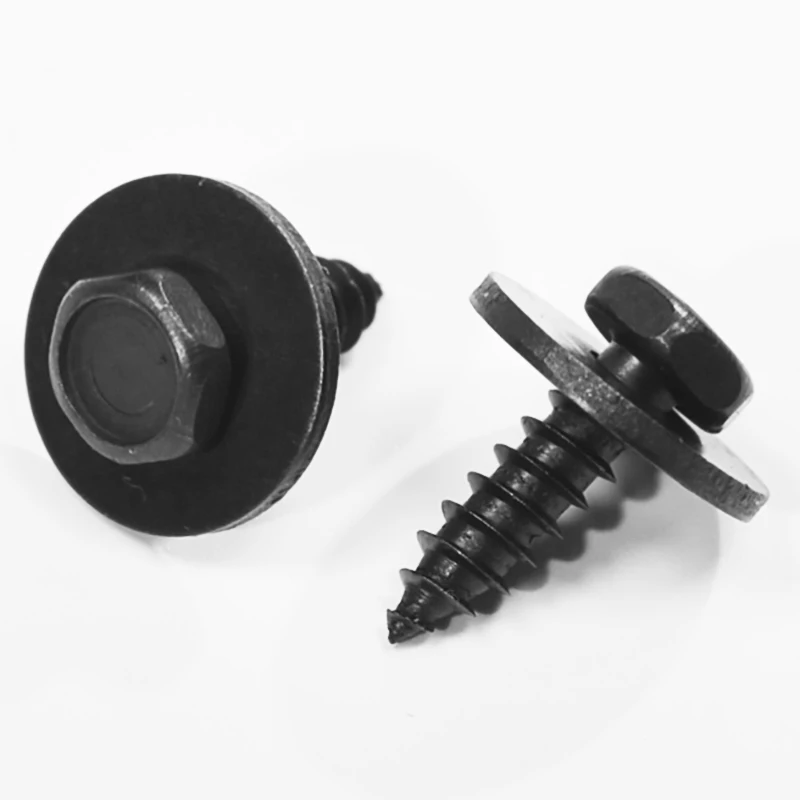 20Pcs/Set Self Tapping Tapper Screw And Washer For BMW 4.8 x 19 mm Black 8mm Self Tapping Tapper Screws