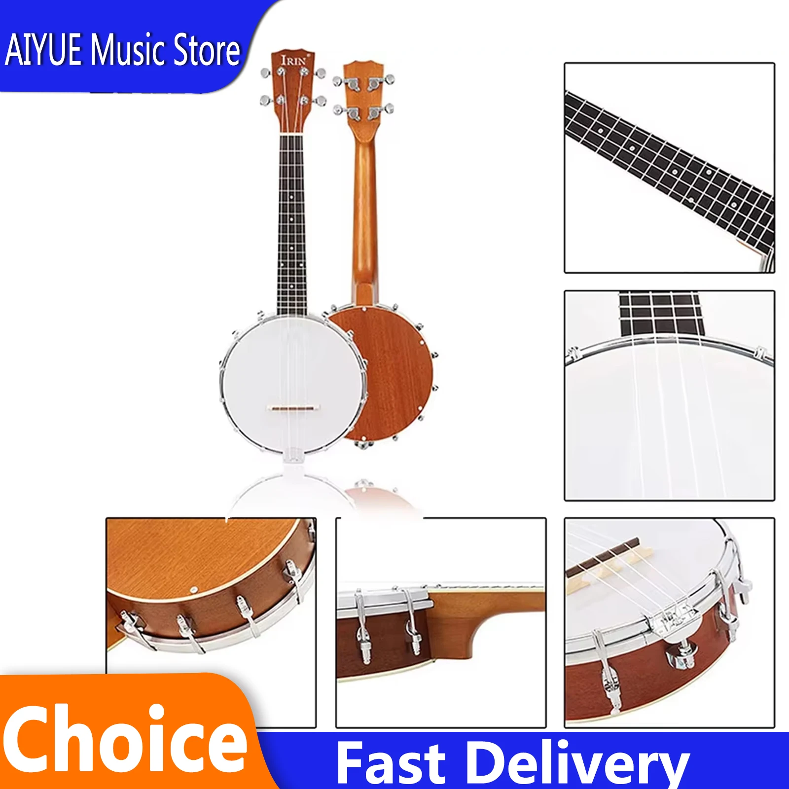  IRIN 4/5/6 Strings Banjo Guitar Ukulele Concert Banjo Maple Neck Rosewood Fingerboard Banjo Plucked Musical Instrument