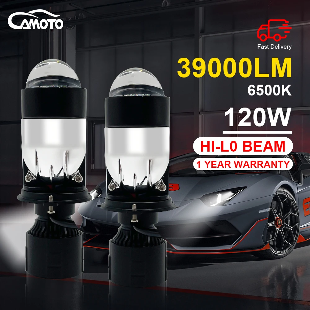 CAMOTO H4 Автомобильная фара Мини-объектив для проектора 39000LM Комплект автомобильных ламп с Canbus для изменения яркости 1...