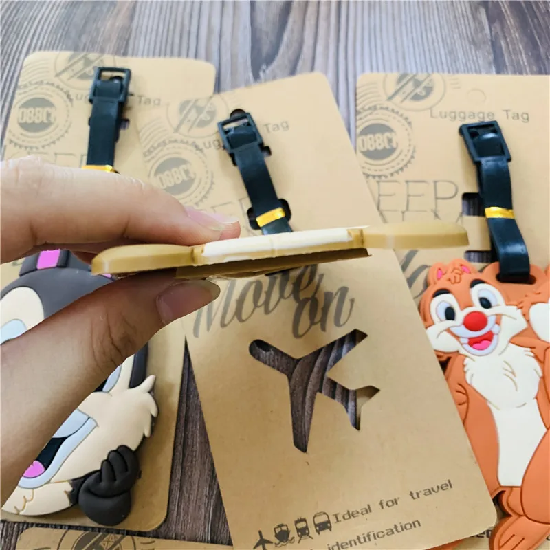 Disney Chip Dale Anime Luggage Tags Cartoon Suitcase Tag Travel Accessories Bag Holder Label Birthday Gift