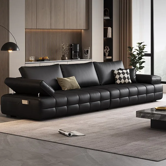 Italian straight row Lawrence leather sofa living room light luxury module combination